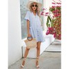 Maternity Swiss Dot Dress Summer V Neck Short Sleeve Button Down Mini Dress Baby Shower Photoshoot with Pockets - 3 of 4