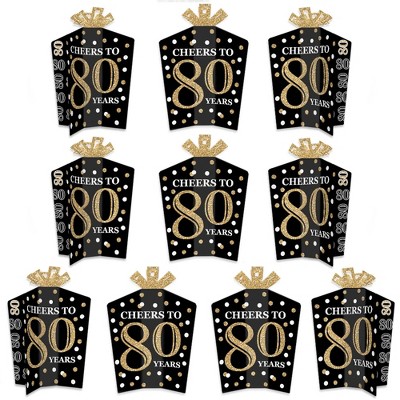 Big Dot of Happiness Adult 80th Birthday - Gold - Table Decorations - Birthday Party Fold and Flare Centerpieces - 10 Count