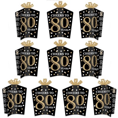 Big Dot of Happiness Adult 80th Birthday - Gold - Table Decorations - Birthday Party Fold and Flare Centerpieces - 10 Count