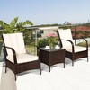 Tangkula 3PCS Patio Outdoor Rattan Conversation Set Furniture Set w/ Table Cushions - image 4 of 4