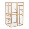 Catio Outdoor Cat Enclosure, Wooden Cat House Large Cat Cage With 1 Fabric Hammock 1 Sunshine Board And 3 Jumping Platforms For Multiple Cats Pets - 2 of 4
