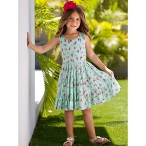 Boho Mint Floral Tiered Dress Mia Belle Girls - 1 of 4