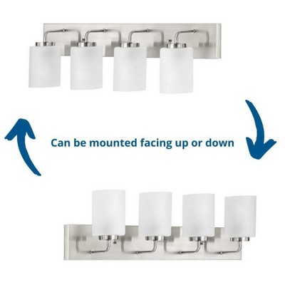 Merry Brushed Nickel 4-Light Etched Glass Bath Vanity