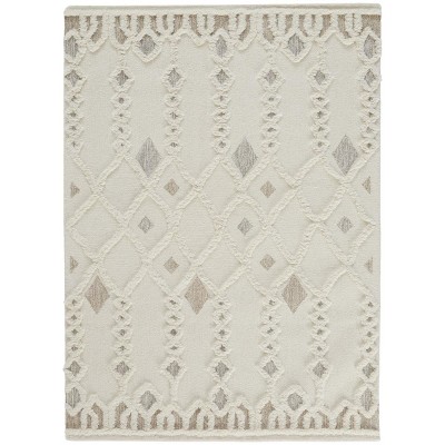 Anica Transitional Trellis & Lattice Ivory/Tan/Silver Area Rug