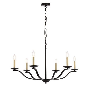 Elegant Lighting Trey 36 inch pendant in black