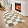 Fluffy Runner Rug Ultra-Soft Shaggy Carpet Runner with Non-Slip Backing, Modern Checkerboard Hallway Rug - 2 of 4