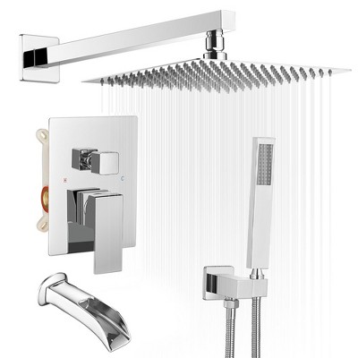 3-Spray Patterns With 2.5 GPM 12 in. Showerhead Wall Mounted Dual Shower Heads With Valve