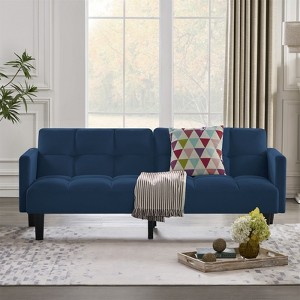 RISOKEYS 75.5" Oversized Velvet Futon Sofa - High-Resiliency Memory Foam, Convertible 3-Seater Couch with Split Back for Living Room - 1 of 4