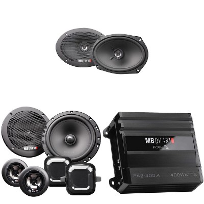 MB Quart FA2-400.4 FORMULA 400 Watt 4-Channel Amplifier with Discus DS2-216 6.5 Inch Component Speakers and DK2-169 6x9 Inch Coax Speakers