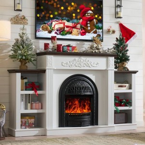 Farmhouse Electric Fireplace TV Stand with 30" Electric Fireplaces Heater - 1 of 4