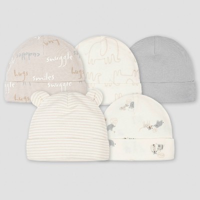 Gerber Baby 5pk Safari Caps - Gray