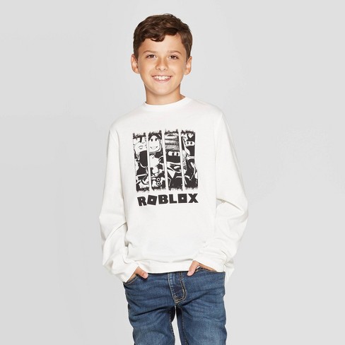 Boys Roblox Long Sleeve T Shirt White - details about roblox birthday t shirt personalised roblox t shirt roblox t shirt childrens