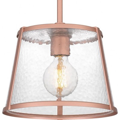 Labrant 1-Light Mini Pendant in Matte Rose Gold with Clear Hammered Glass