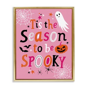 Stupell Industries Tis The Season To Be Spooky Ghost Phrase Black Framed Floater Canvas Wall Art - 1 of 4