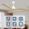 Wanze of Ocean 52 in. White Remote&Wall Control Modern Noiseless Solid Wood Light Color Blade Downrod Mount Ceiling Fan with 2 Downrods - 3 of 4