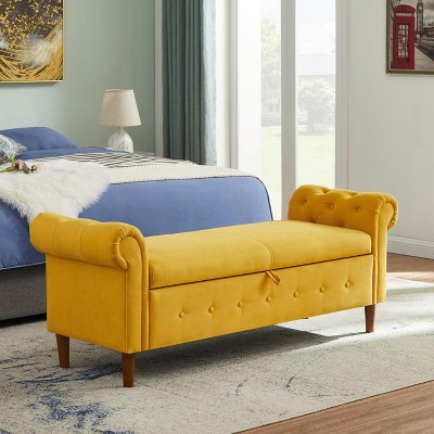 NicBex 63 Inch Storage Ottoman,Entryway Bench with Wood Legs for Bedroom and Living Room
