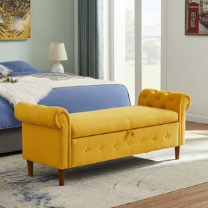 NicBex 63 Inch Storage Ottoman,Entryway Bench with Wood Legs for Bedroom and Living Room - 1 of 4