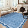 Scalloped Rug with Non Slip Backing, Low Pile Foldable Bordered Mats for Living Room, Bedroom - 2 of 4