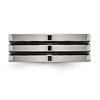 Black Bow Jewelry 8mm Titanium & Black Enamel Polished Grooved Flat Standard Fit Band - 3 of 4