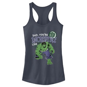 Juniors Womens Marvel Hulk Incredible Dad Father's Day Racerback Tank Top - 1 of 3