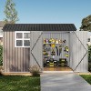 10x8FT Outdoor Metal Storage Shed with Sloped Roof, Lockable Doors, Solar Light & Windows - 4 of 4