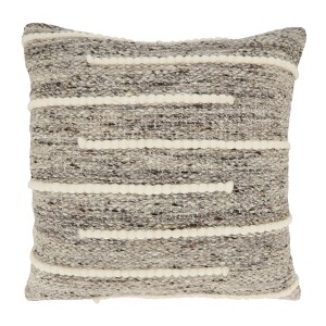 Saro Lifestyle Luxe Wool Stripe Down Filled Throw Pillow, Gray, 20"x20" - 1 of 3