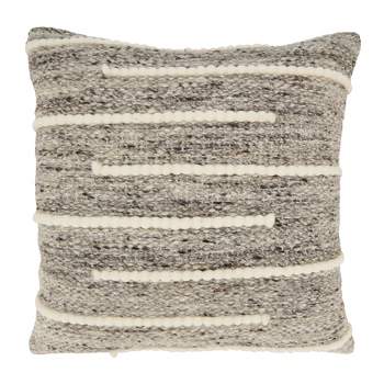 Saro Lifestyle Luxe Wool Stripe Poly Filled Throw Pillow, Gray, 20"x20"