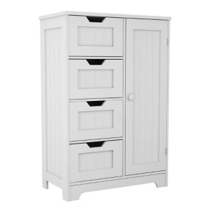 Sevobal Bathroom Storage Cabinets, Floor Organizer with 4 Drawers and 1 Cupboard, Freestanding Storage for Bathroom, White, 22.04"*11.81"*32.68" - 1 of 4