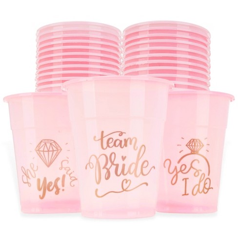 Team Bride To Be Plastic Drinking Cups Rose Gold Paper Straws