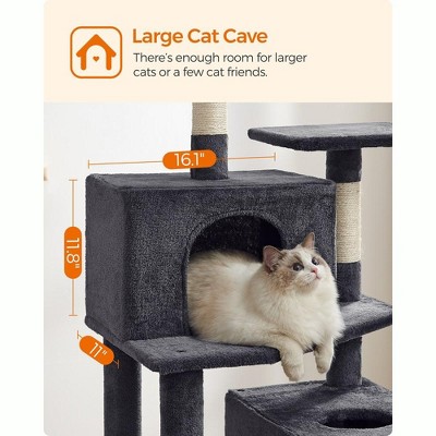 Smoky Gray 75.2" Multi-Level Cat Tree with Sisal Posts
