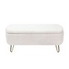 Homy Casa Storage Bench with Upholstered Seat and Metal Legs for Entryway, Bedroom, or Living Room, White - 4 of 4