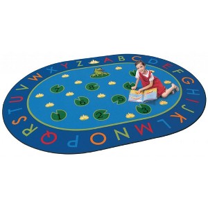 Frog And Lily Pad ABC Kids Learning Rug for Playrooms And Classrooms, Oval - 1 of 4