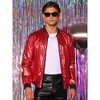 Lars Amadeus Men's Zipper Up Party Shiny Bomber Varsity Jackets - 2 of 4