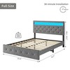 Full Size Bed Frame with Charging Station and LED Lights, Upholstered Bed Frame with Adjustable Headboard - 2 of 4