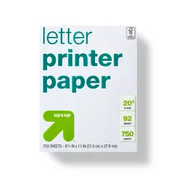 750 Sheets Letter Printer Paper White - up & up™