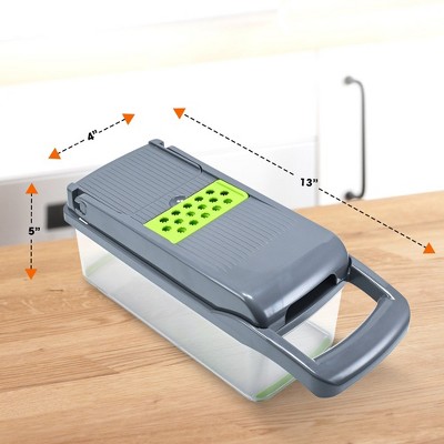 Cheer Collection Gray and Green 10-in-1 Food Chopper with Container