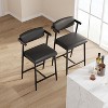 Acekool Counter Height Bar Stools Set of 2 with Arms, Upholstered Wide Seat & Back, Metal Frame with Footrest for Kitchen Island, Rustic Brown - 3 of 4