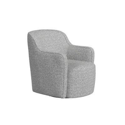 White and Gray Boucle Barrel Swivel Accent Chair