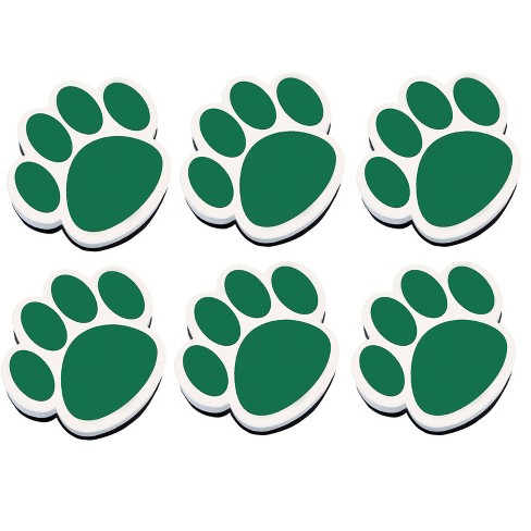 Ashley Productions® Magnetic Whiteboard Eraser, Green Paw, Pack of 6 - image 1 of 3