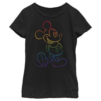 Kids Disney Mickey Mouse Rainbow Outline Pride T-Shirt
