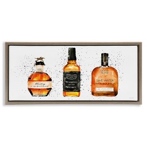 Stupell Industries Funny Phrases Whiskey Bottles Floating Frame Canvas Art - 1 of 4