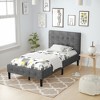 Costway Twin Upholstered Bed Frame Button Tufted Headboard Mattress Foundation - 2 of 4