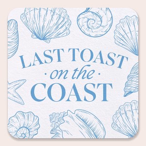 Big Dot of Happiness 25 Ct Last Toast on the Coast Drink Coasters, 4-Inch Disposable Square Paper Coasters for Beach Bridal or Blue Bachelorette Party - 1 of 4