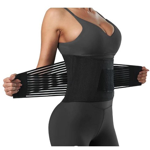 Unique Bargains Polyester During Exercising Workout Waist Sweat Band Tummy  Tuck Belt 1 Pc Black M