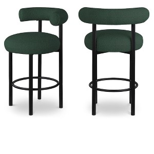 Meridian Furniture,Bordeaux Green Boucle Fabric Stool, Set of 2 - 1 of 4
