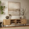 LuxenHome Oak Manufactured Wood 71-Inch Wide 4-Door TV Console Cabinet Brown - 4 of 4