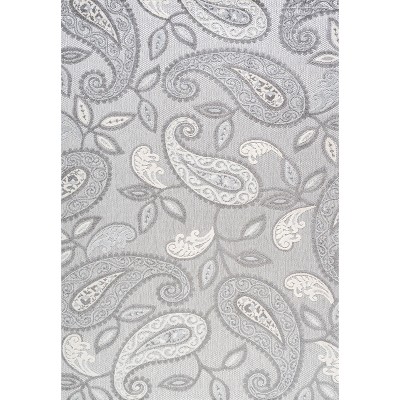 Light Gray and Ivory Paisley Indoor/Outdoor Area Rug 5' x 7'