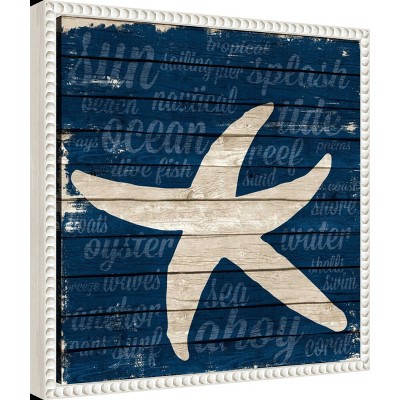 Coastal Starfish Canvas Wall Art with White Beaded Frame
