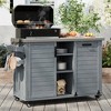 Mshliw 78.3" Outdoor Kitchen Island with Foldable Grill Table, Stainless Steel Top & Hidden Trash Storage Cart,Outdoor Bar Cart for Lawn & Garden - 2 of 4