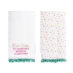 Totalee Gift Eat Cake and Sprinkle Tea Towels Set of 2 Cotton White - 1 of 1